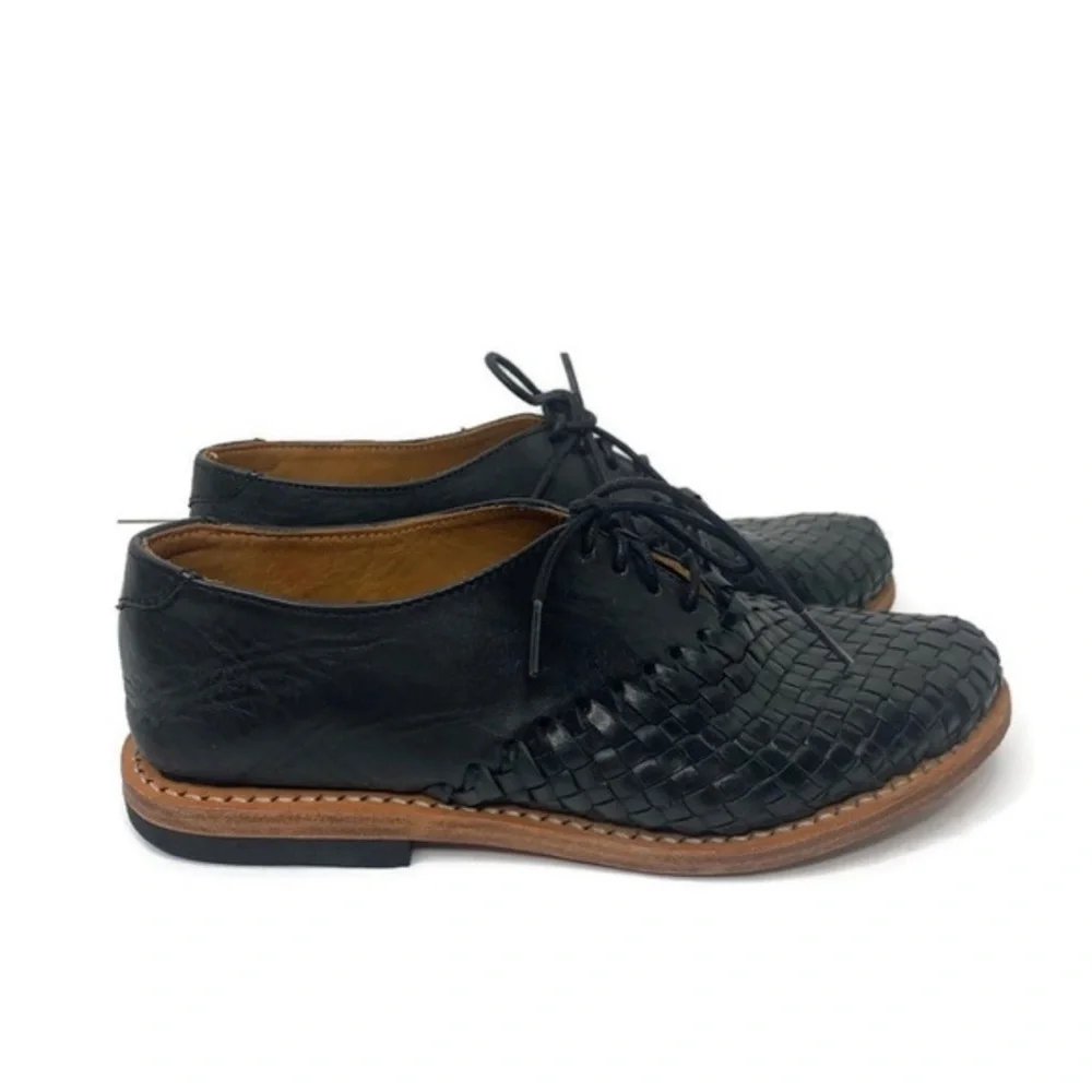 Will Leather Goods Black Woven Oxfords ANTHROPOLOGIE Shoes Sz 6.5